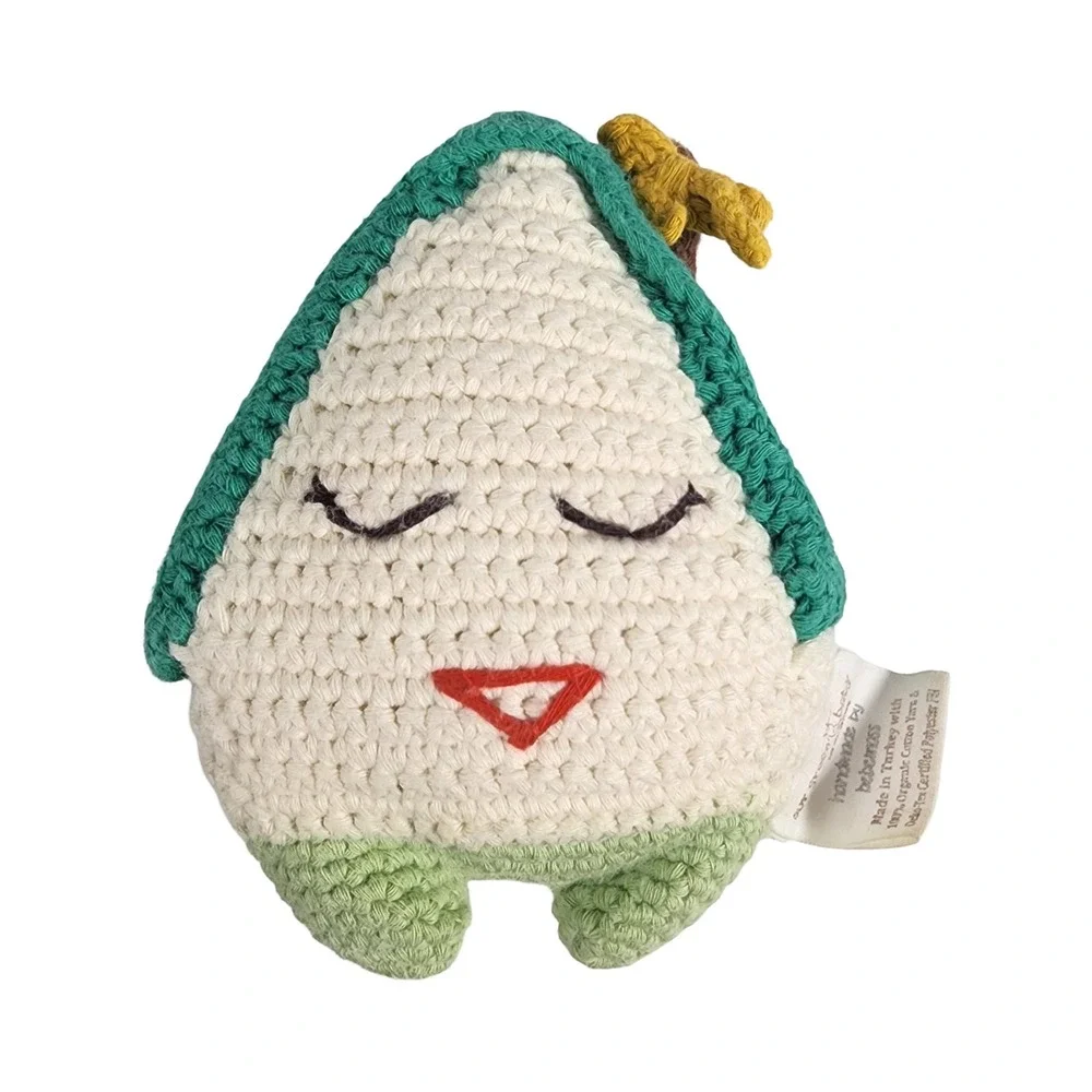 Our Green House Bebemoss Organic Cotton Crochet Fruit Rattle Toy Green Cream